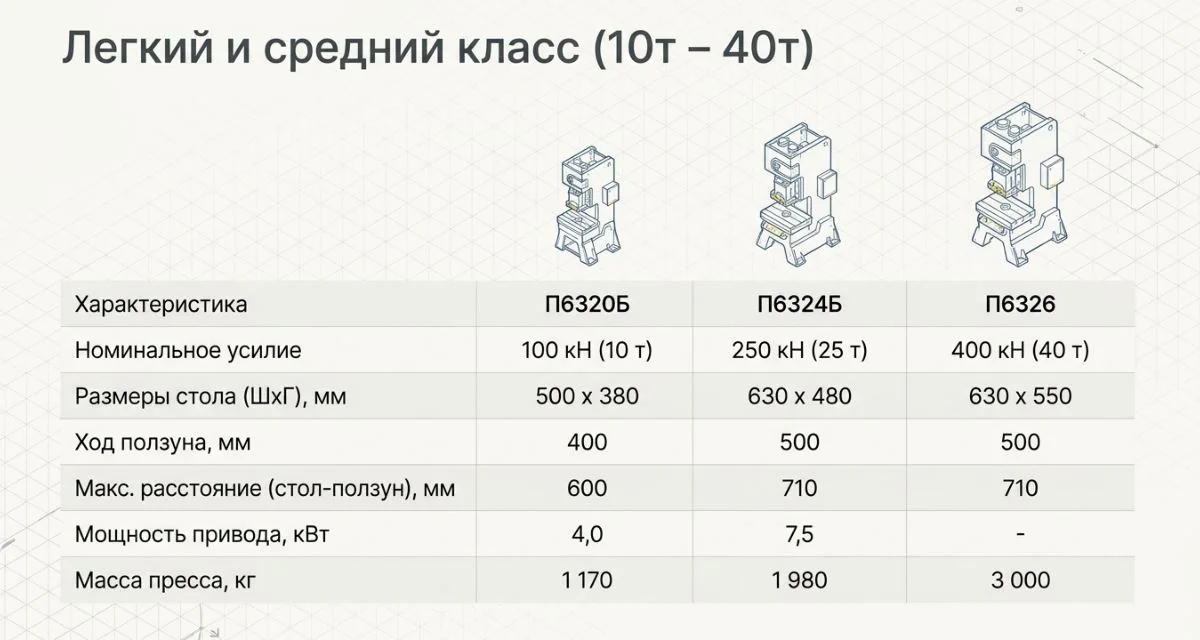 Легкие и средние вертикальные гидравлические прессы