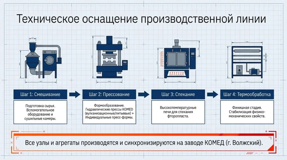 Производственные линии для изготовления изделий из фторопласта под ключ
