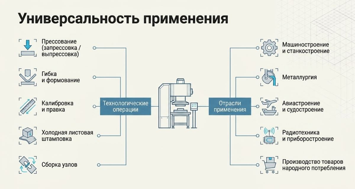 Применение вертикальных гидравлических прессов